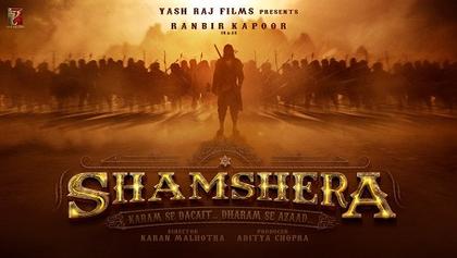 This image has an empty alt attribute; its file name is Shamshera_poster.jpg